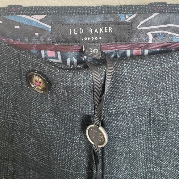 Ted Baker London Men’s Dress Pants 38R Navy Herringbone Wool Blend NWT Formal - Picture 4 of 12